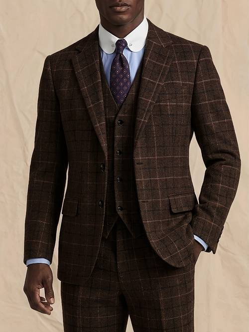 item picture mens fashion heavyweight plaid high end 3pcs suit set suitable for weddings casual wear banquets parties and holiday gifts