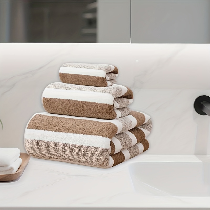 3Pcs Luxury Oversized Bath Towel Set Plush Coral Coral Like