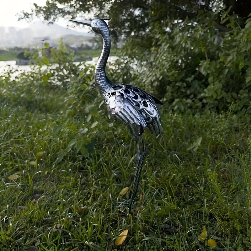 

Elegant Metal Crane Garden Statue - Classic Outdoor Decor, Freestanding Bird Sculpture For Lawn & Patio