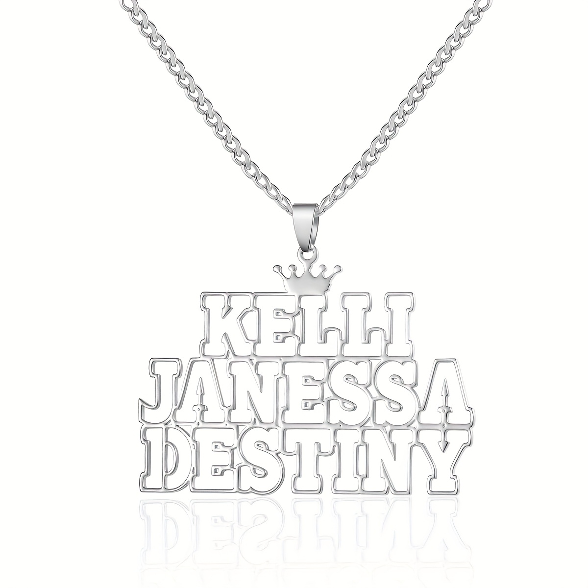 Personalized Stainless Steel Three Name Necklace for Family