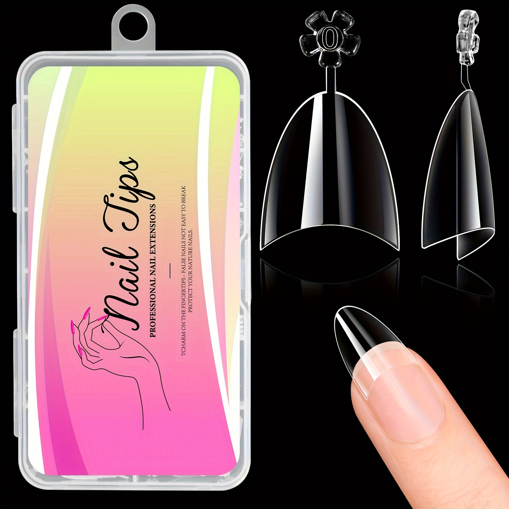 

240pcs Short Oval Half Cover Gel X Nail Tips, Clear Acrylic False Nails, 12 Sizes, Fake Tips For Diy Press-on Nail Extensions, Salon Quality