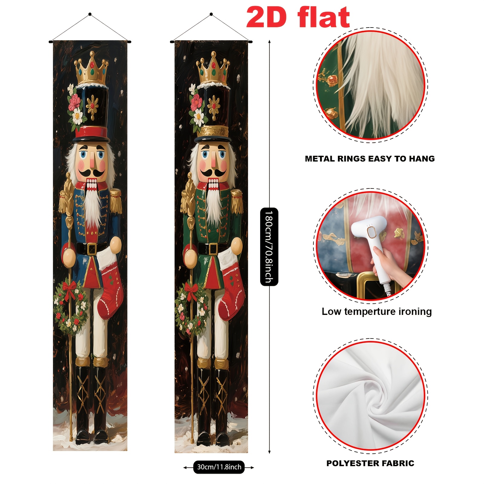 TEMU Striscione piatto 2D, Striscione piatto 2D per feste, Bandiera a strappo/Striscioni per feste 1 (11,8*70,8 pollici/30*180 cm), Materiale, di
