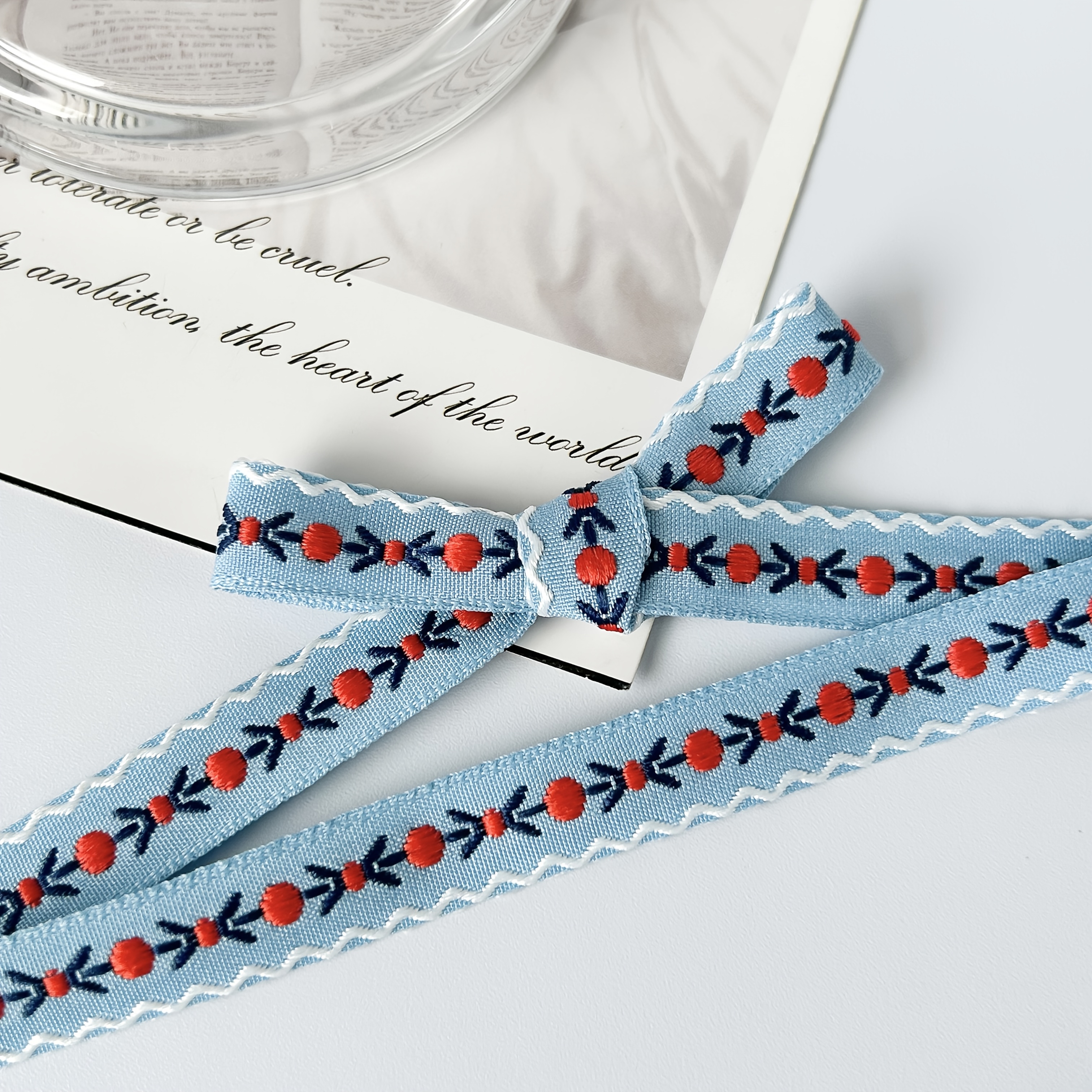 TEMU Ethnic Style Flower Embroidery Decorative Ribbons, Wave Embroidery Edge Ribbons, Bouquet Decorative Ribbons, Suitable For Gift Packaging, Gift