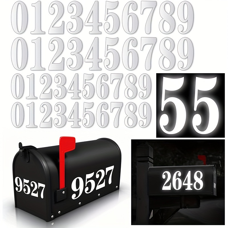 Classic Style Reflective Mailbox Numbers - 20 Pack Large Self-adhesive ...