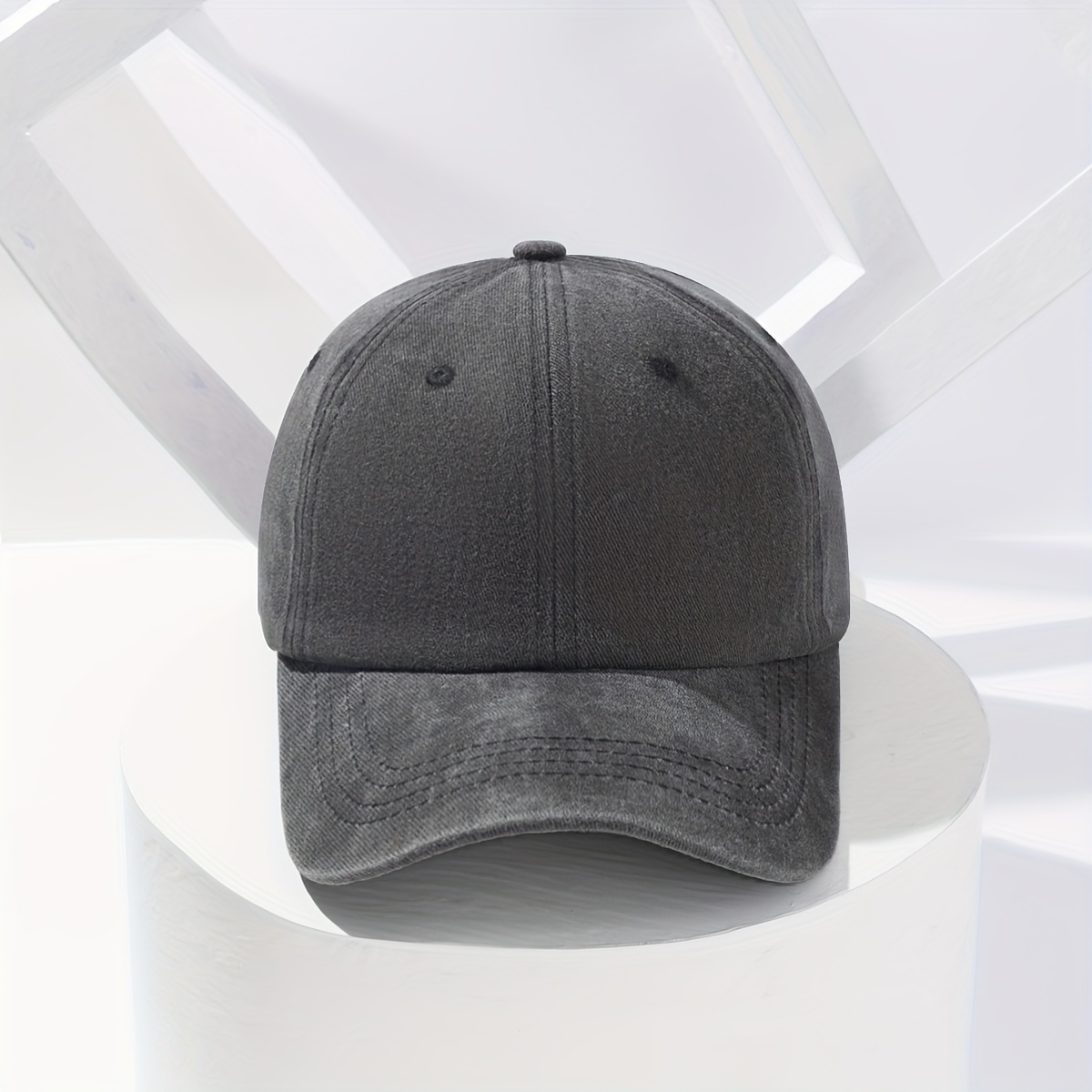 E-shop 1 Stück Gewaschene Vintage-Optik Uni-Farbe 4-Linien Baseballcap Unisex Ganzjahres-Casual-Hut Basis für DIY-Projekte