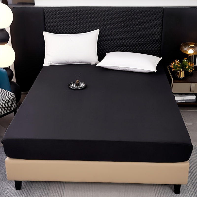1pc Mattress Protector, Waterproof, Solid Color, Fitted Sheet And Mattress Cover, Suitable For Bedroom, Hotel, Dormitory, 1pc Sheet Without Pillowcase And Pillow