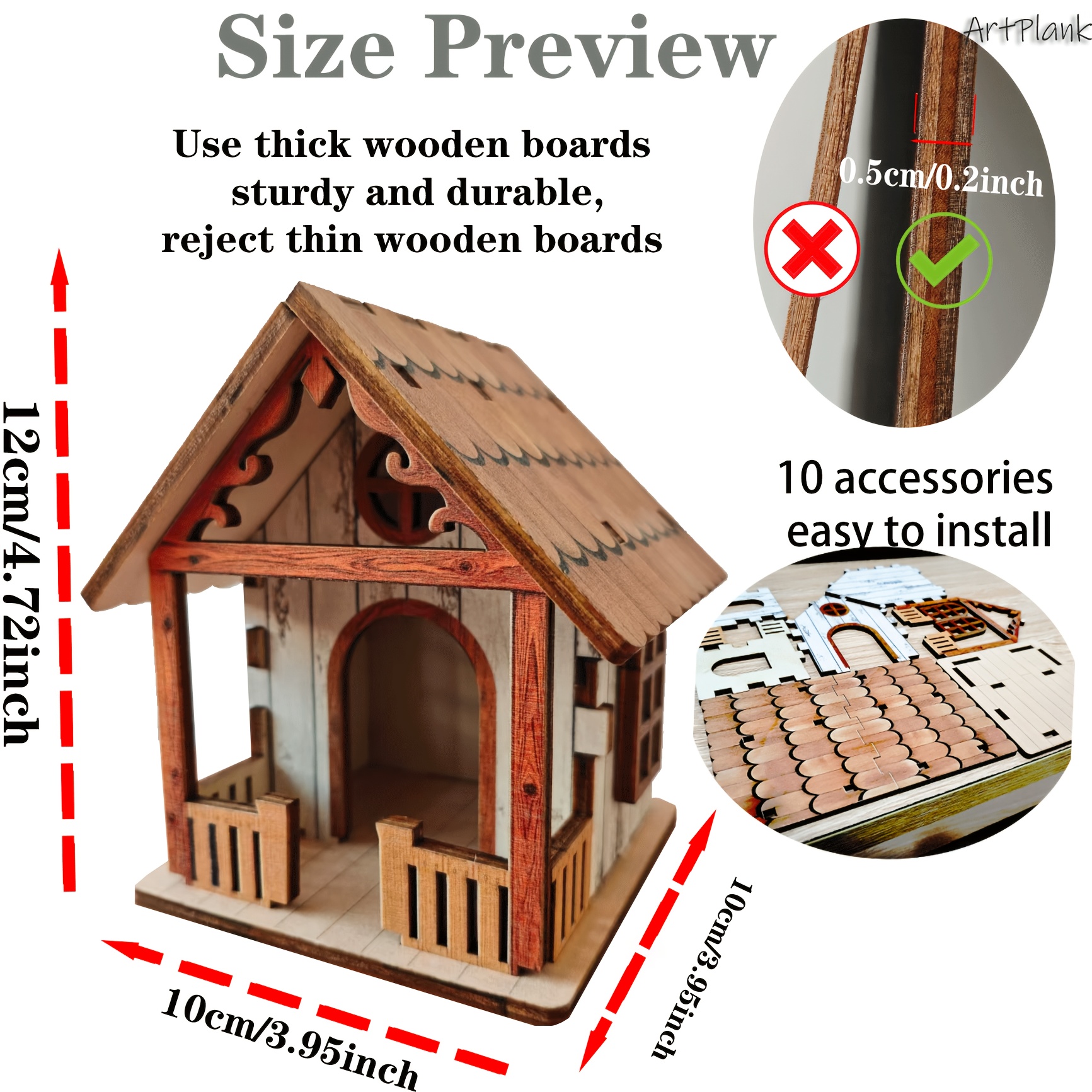 Wooden House Construction Puzzle Model Kit For Assembly - Ideal For Collecting, Educational Use, Home Office Decoration, Birthday Presents, Halloween, Christmas, Valentine's Day, Gifts For , And More