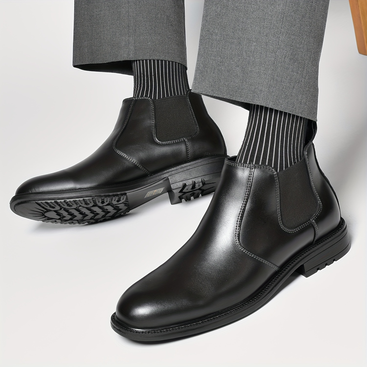 mens leather chelsea boots classic slip dress ankle - Temu display picture 2