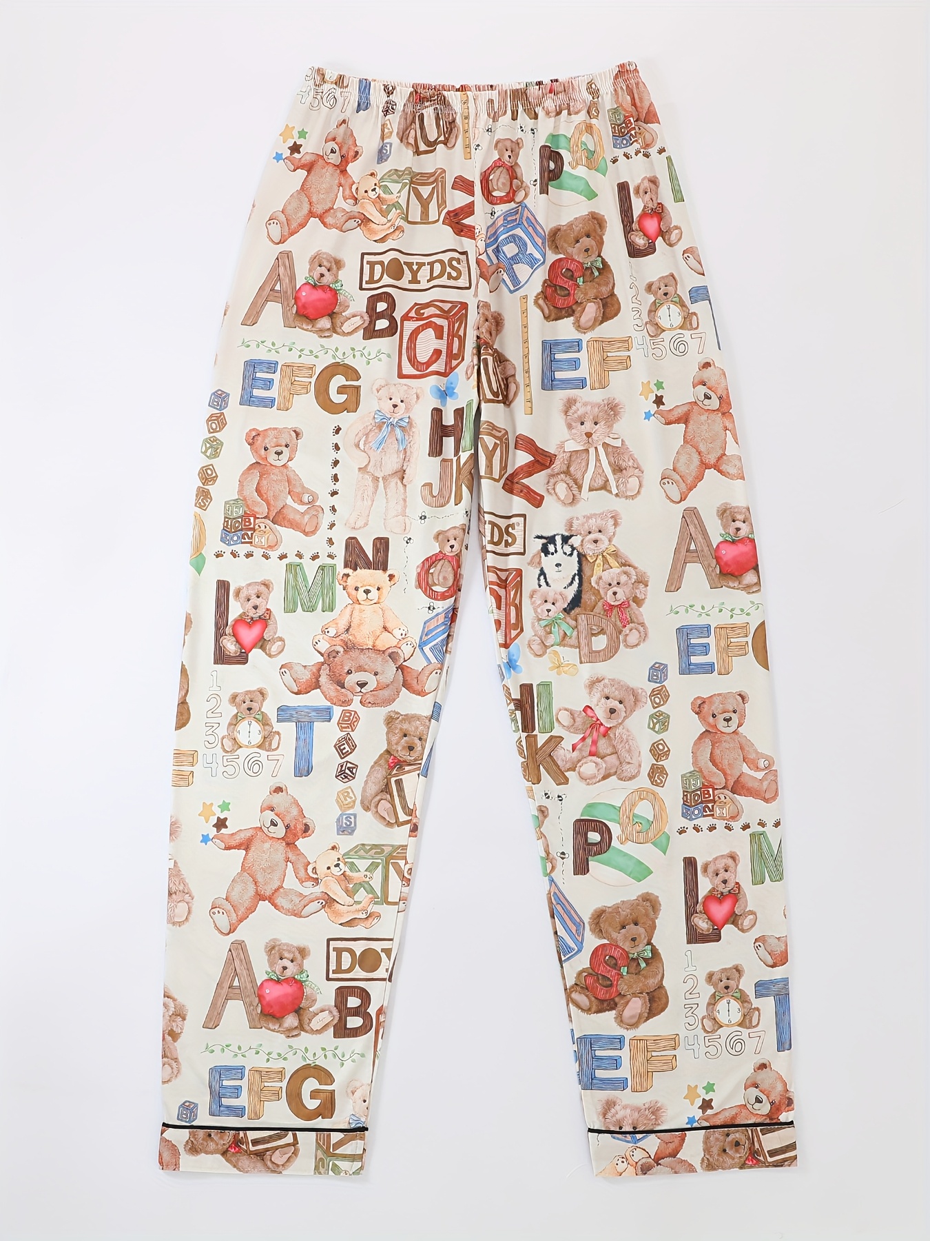 three piece ladies pajamas set with letters s cubes   and other printed patterns     outside with lapel short sleeved cardigan and loose elastic shorts and trousers casual   ladies pajamas and home clothes set Product details 2