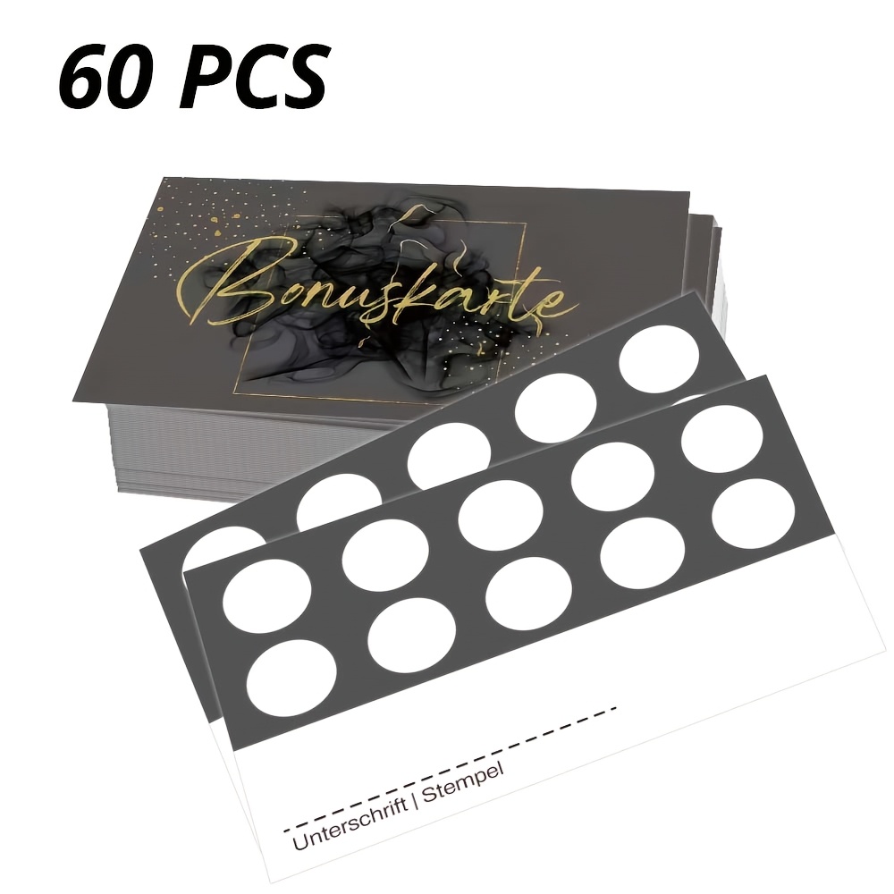 Image of 60pcs German Reward Cards, Stamp Reward Cards, German Customer Stamp Cards, Size: 9x5.4cm / 3.5x2.1 Inches, Suitable For Rewards, Customer , Employee Incentives, -ins