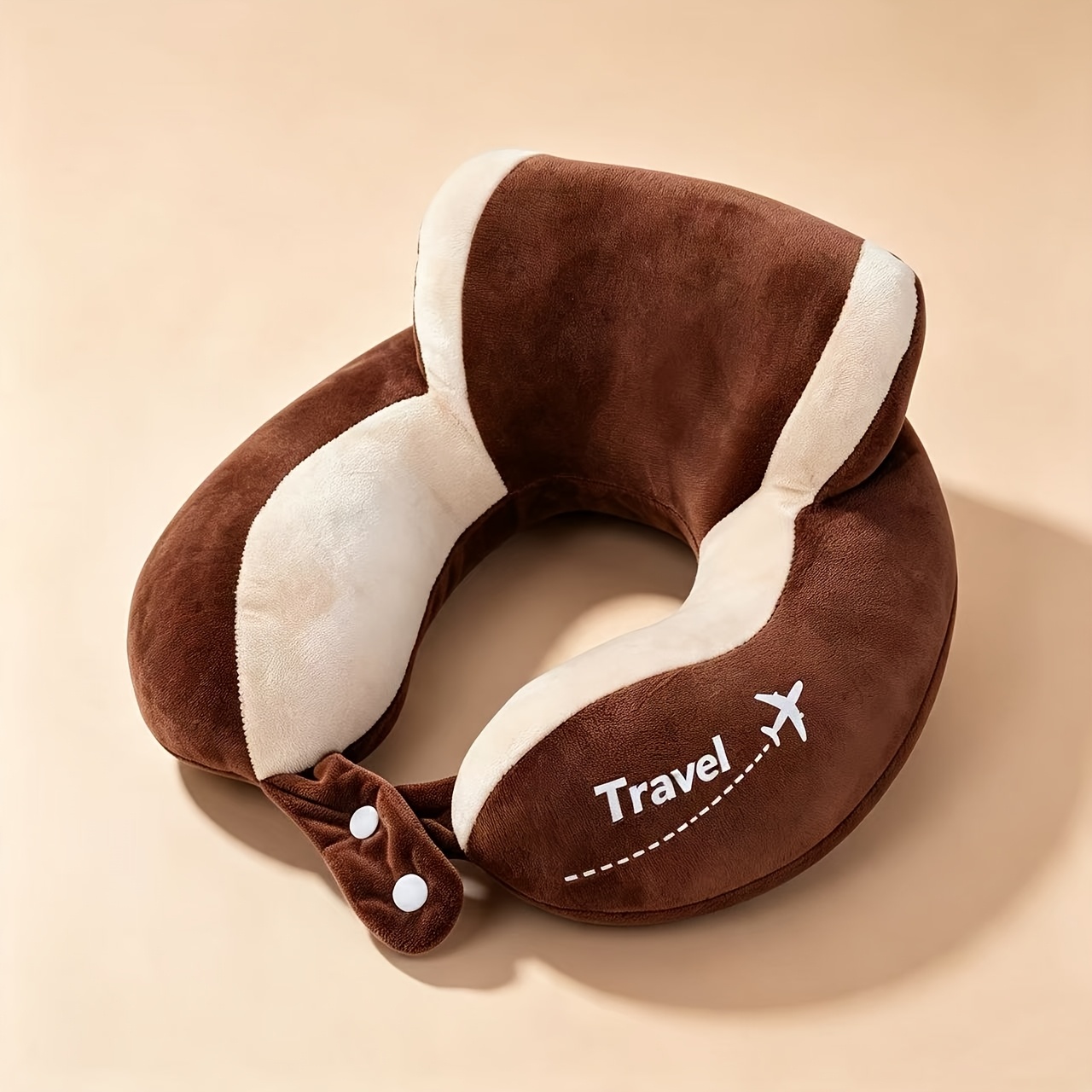 TEMU Printed U-shaped Neck Pillow With Plump Pp Filling, Featuring A Raised Neck Support To Prevent . Designed With Dual Snap Fasteners For , It' For