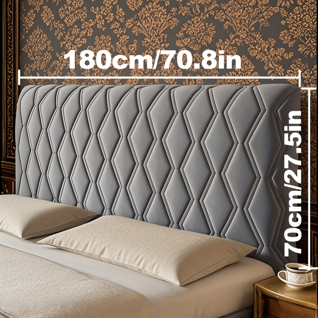 Machine Washable Gray Full-cover Fabric Comfortable Cover Pack Cover Bed Headboard Curved Backrest Cover