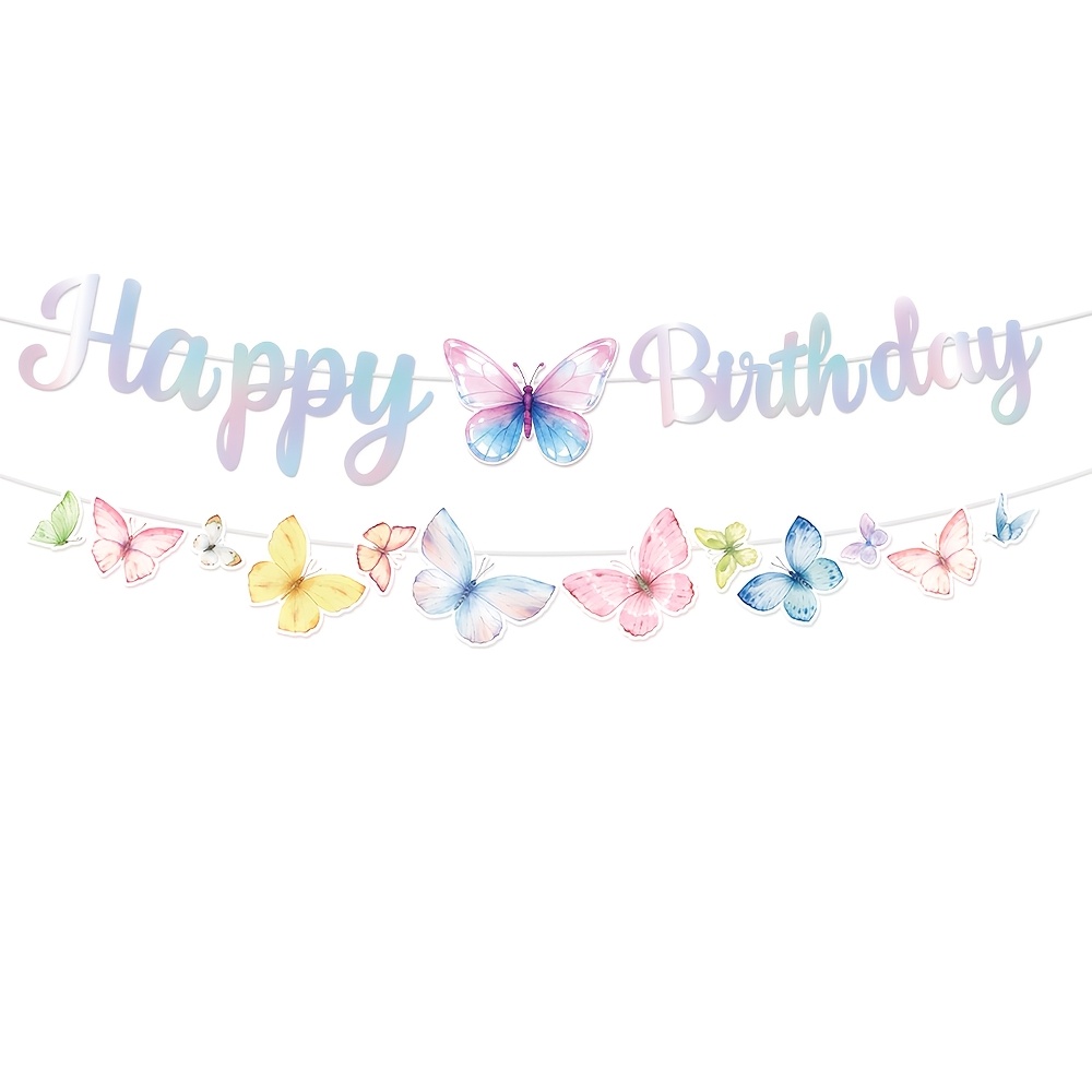 Image of 2pcs Happy Birthday Banner, Happy Birthday Sign Party Decorations, Suitable For Birthday Party Supplies, Theme Parties, And Women's And Girls' Birthday Party Decorations