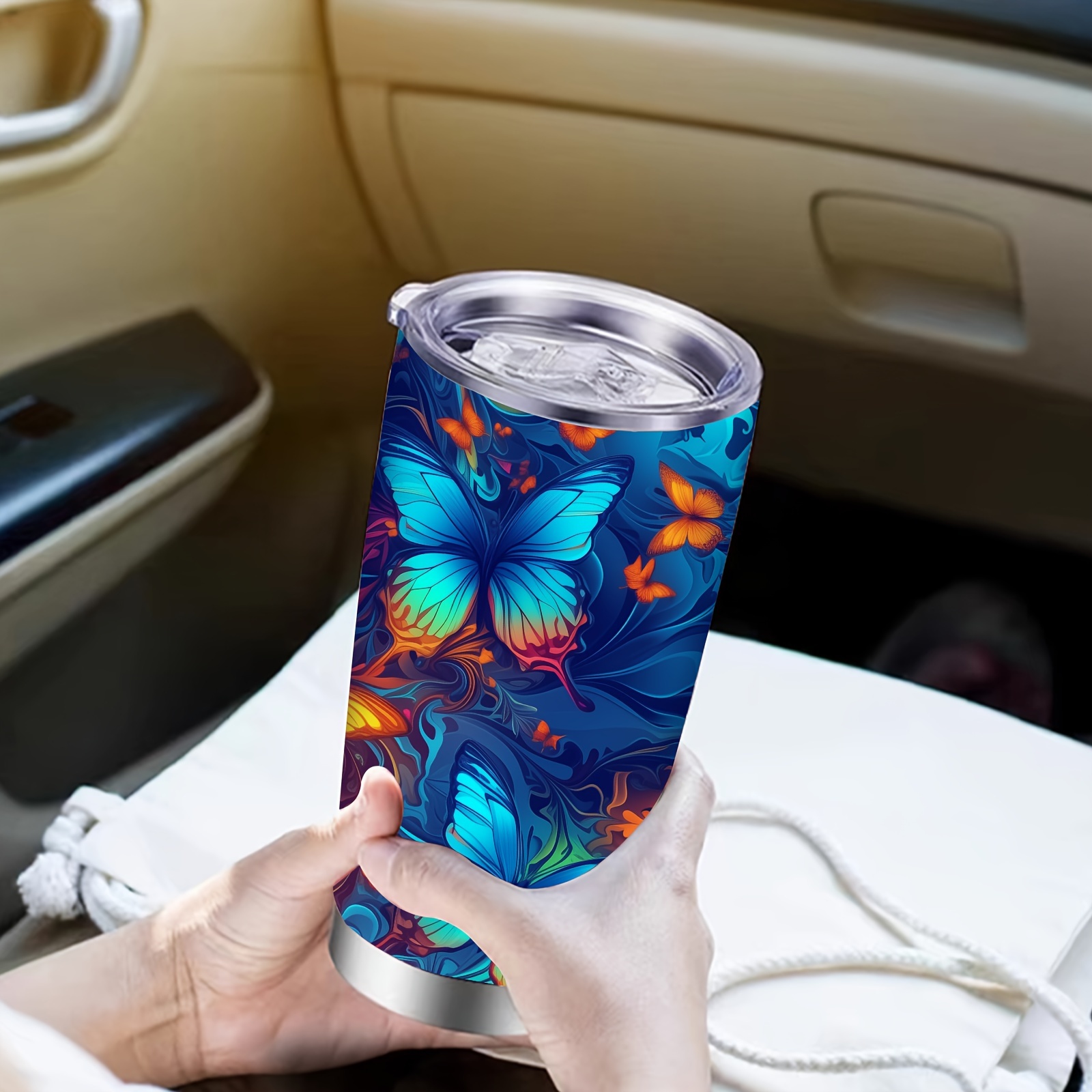 Stainless Steel Tumbler Butterfly Design Double Wall Vacuum - Temu