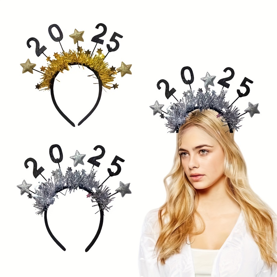 

Arabic Number Theme 2025 New Year Hair Ring Star Pull Flower New Year's Eve Dance Carnival Colorful Hair Ring Christmas Decoration Head