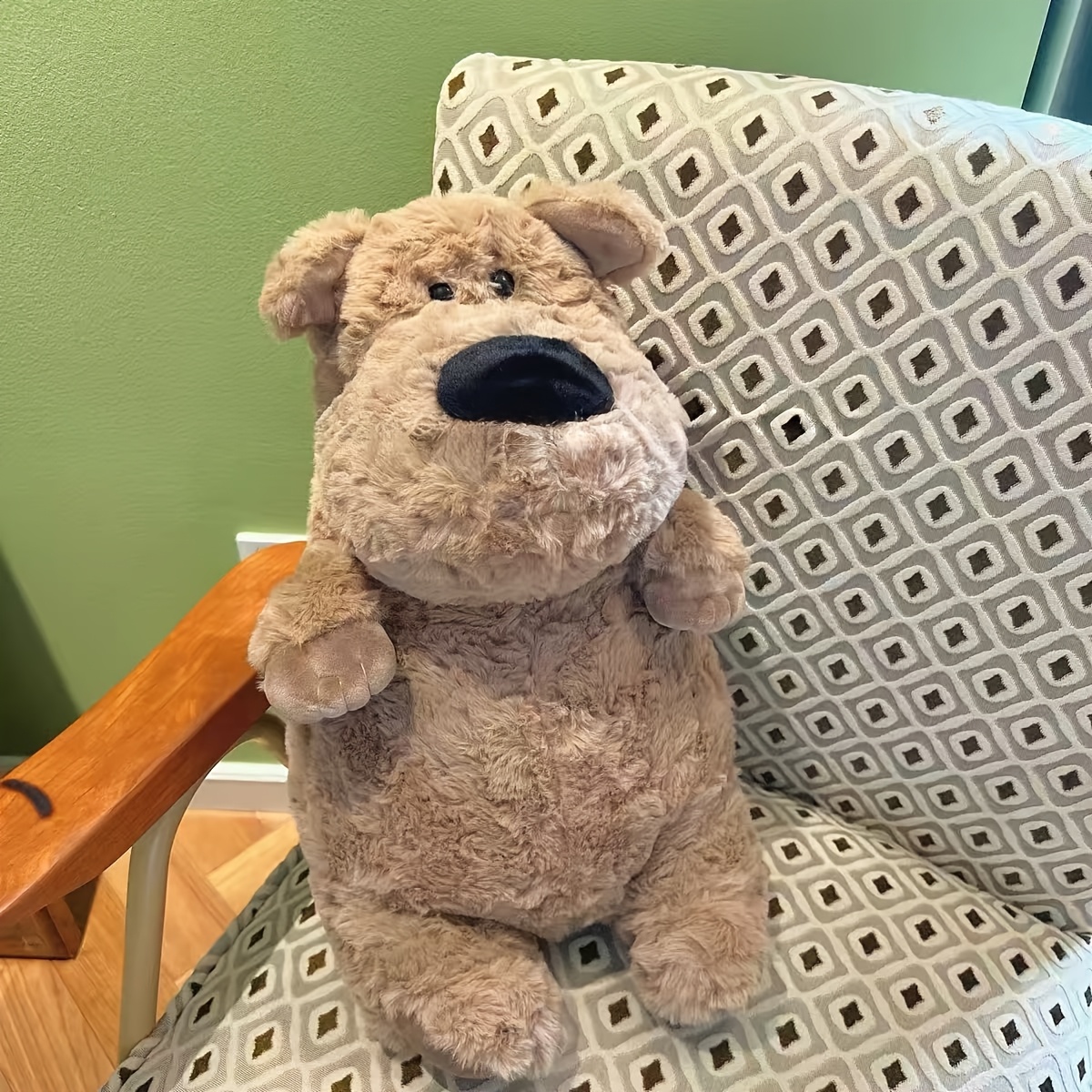 Kawaii Chubby Fluffy Brown Dog Plush Doll