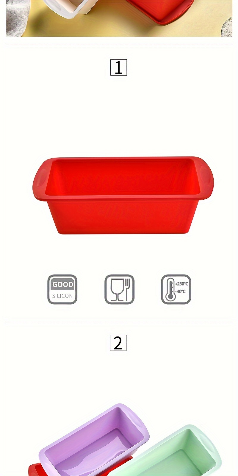 4pcs silicone loaf pans baking bread   making tool non stick bakeware oven accessories baking tools kitchen accessories details 1