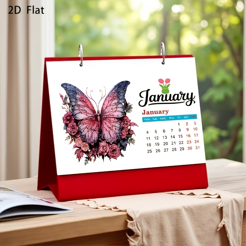 TEMU 1pc 2027 Pattern Diamond Painting Diy Holiday Series Pattern Calendar, New Year Calendar, Desktop Calendar, Desktop Display Stand Calendar,