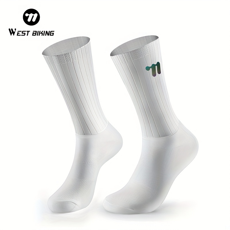 Image of Cycling Socks, Bicycle Silicone Anti-slip Breathable Quick-drying Professional Road Bike Pressure Socks, Sports Socks, Sporty , Gradient Compression Socks Suitable For Cycling, And Safe Grip