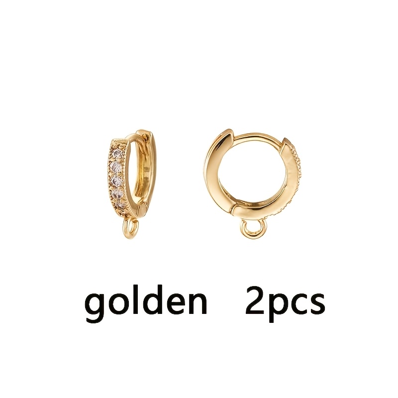 Image of 1 Pair Golden Plated Cubic Hoop Earrings Round Lever Back Earring Components Findings For Women Gifts Jewelry Making Diy Crafts
