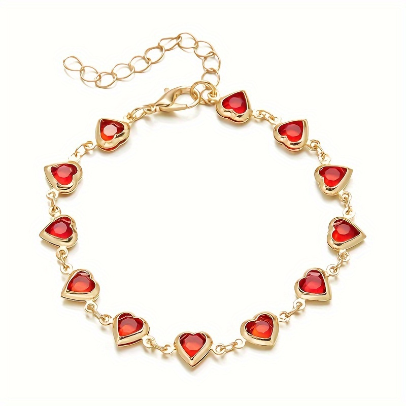 

Elegant -shaped Beaded Bracelet For Women, Alloy With Synthetic Ruby Accents, Daily & Gift Wear Jewelry