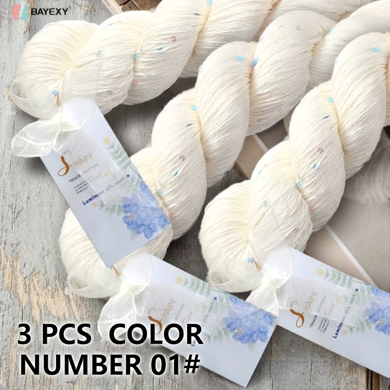 Image of Bayexy-3pcs Sequined Lace Threads, 300g (10.5oz) Lace Yarn, Sparkling Lace Thread For Handmade Dresses, Tops, Cardigans, Hats, Shawls Hand Knitting | Spring/summer 2025 , Options