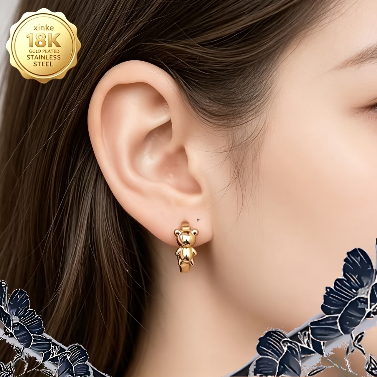 TEMU Pendientes de Oso , Pendientes de Oso , Material de Acero Inoxidable Chapado en Oro, Regalos de Navidad Exquisitos y , Regalos de , Uso Diario