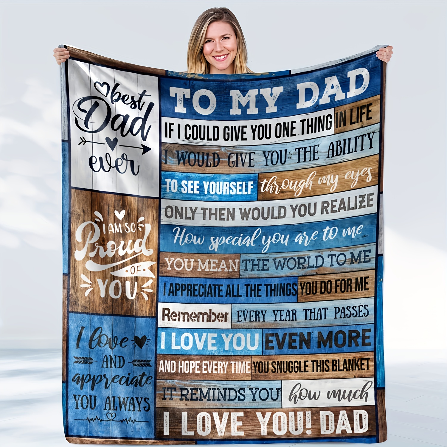 

1pc Letter Printed Flannel Blanket, To My Dad Blanket, Warm Cozy Soft Throw Blanket Nap Blanket For Couch Bed Sofa Camping Travel, Best Gift Square Blanket For Dad