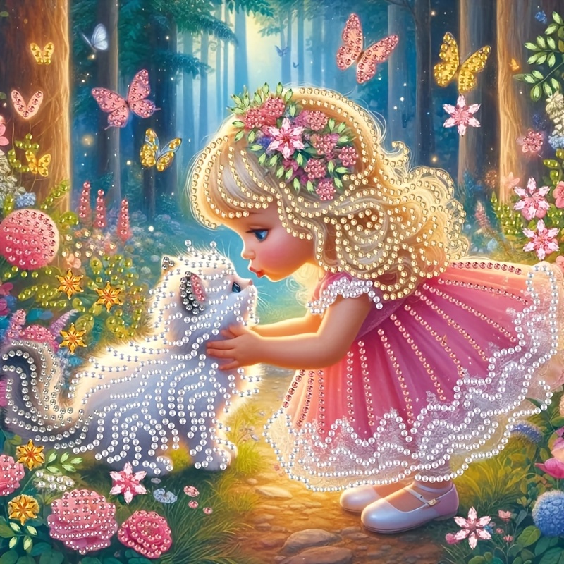 TEMU A 1pc, Featuring A Forest Fairy Unique Diamond Embellished 5d Diamond Painting Set With Dimensions Of 11.87*11.87 Inches. The Frameless Design