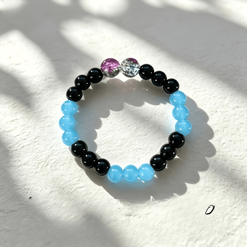 Black & Blue Contrast Ice-Clear Bracelet, Refreshing Style