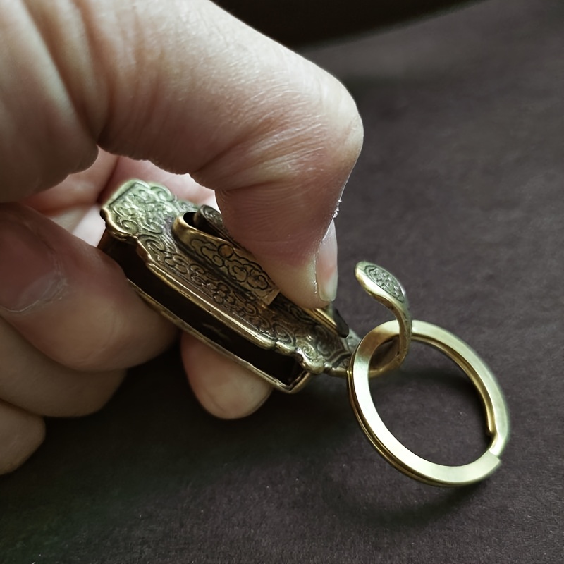 E-shop Vintage Gürtelschnalle aus Reinem Messing mit Schlüsselanhänger-Clip - Schlüsselanhänger-kompatible Schnalle für Gürtel, Langlebiges