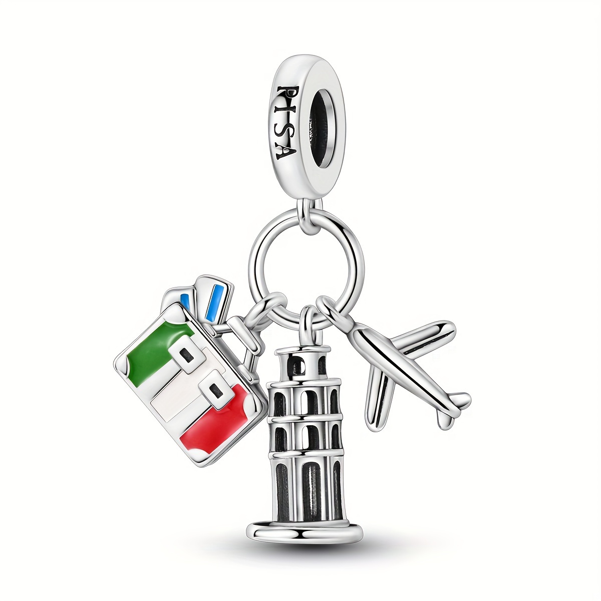 Image of Copper Silver-plated Hypoallergenic Tower Travel Pendant Charms Women's Jewelry Gift Fits Original Brand Bracelet