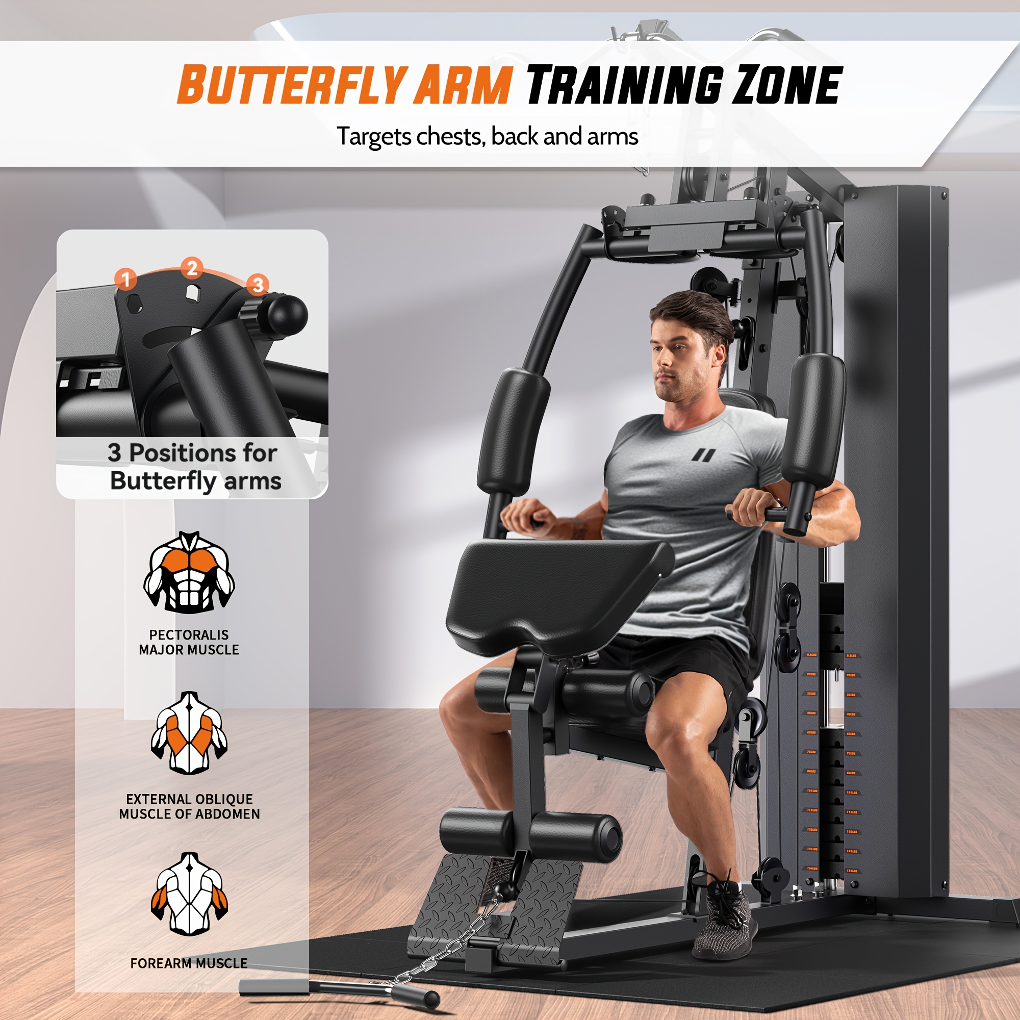 Versatile Adjustable Cable Machine for Home Gym - Full Body Workout Equipment with Pulley System, Includes Leg Press & Preacher Curl Pad - Sleek Black Iron Design - Perfect Christmas Gift for Men & Women, Gym Accessories