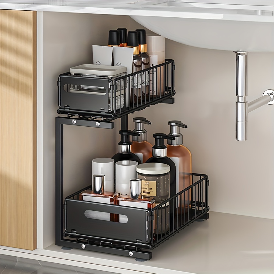 Under-Sink Organizer, Two-Tier Sliding Cabinet Shelf for Storage