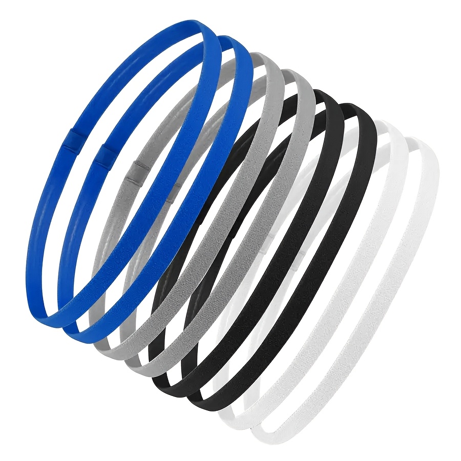 E-shop 8er-Set Ultra Dehnbare Sport-Haarbänder - für Laufen, Yoga & Basketball | Sichere & Stilvolle Schwarze Stirnbänder