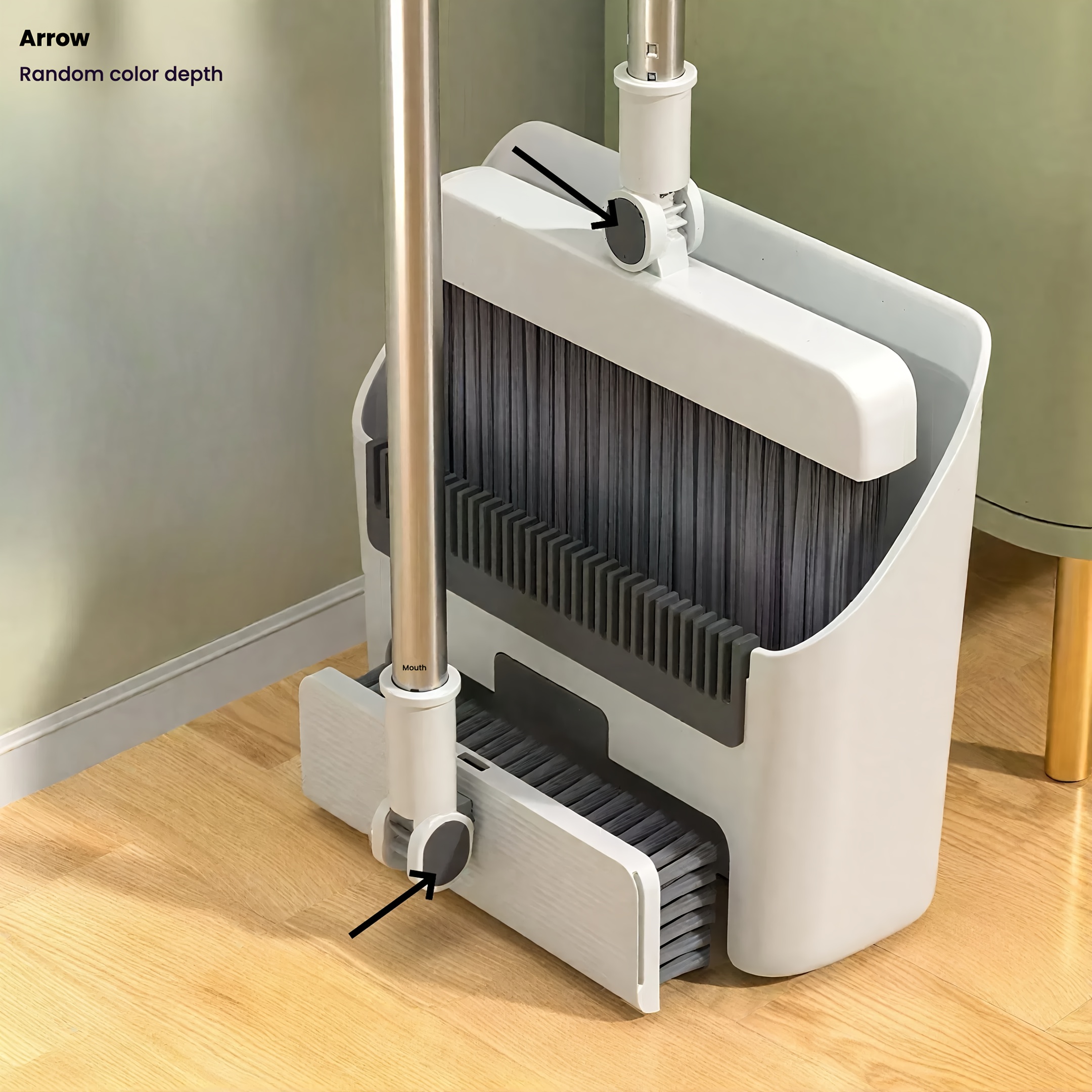 TEMU 1pc 3-in-1 Broom And Dustpan Set, Long Handle Dustpan, Household Broom And Dustpan Combo, Dustpan Comb, Broom With Dustpan Comb