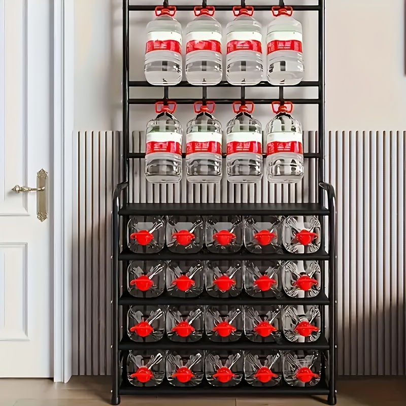 五层多功能金属衣帽架，配10个双钩挂钩——节省空间的玄关、客厅、浴室及走廊收纳方案，独立玄关鞋架提供充足储物空间