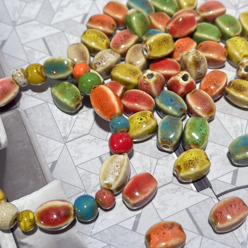 21/52pcs Prismatic Ceramic Beads for DIY Jewelry Making