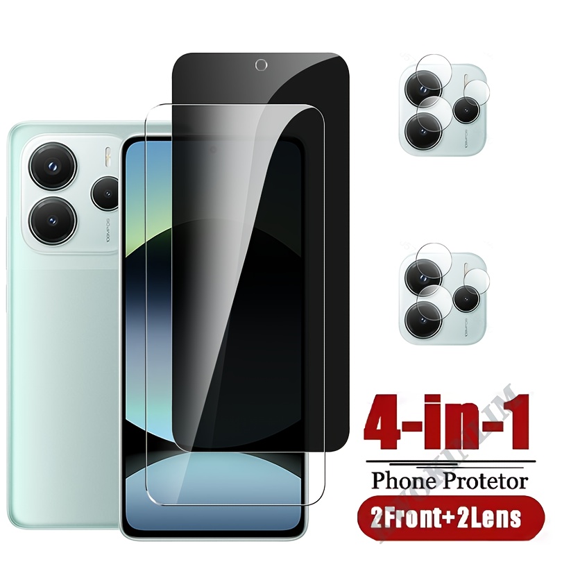 E-shop 4-in-1 für Redmi Note 14 (4G/5G) Privacy Panzerglas und HD Panzerglasfolie, Displayschutzfolie und Kameralinsenfolie 2 Stück