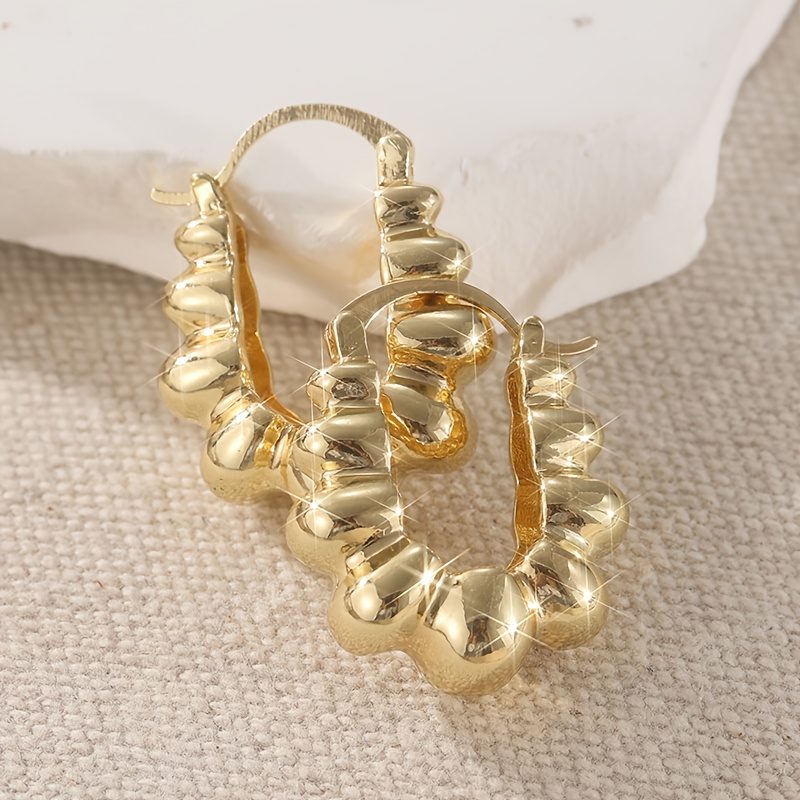 E-shop YOYO Estate Vintage Goldene Creolen für Damen – Hohle Wellenform, Leichte KC-Vergoldete Elegante Französische Ohrringe, Hochzeits- &