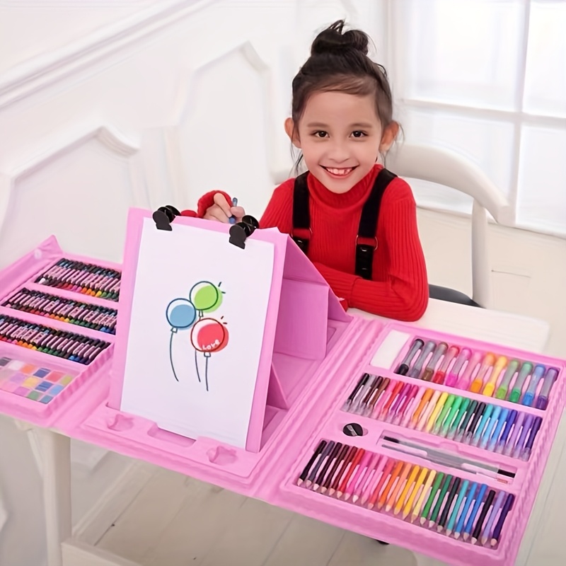 208/228pcs Art Supplies, Adult Painting Art Kit Art Set Includes Oil Pastels, Crayons, Colored Pencils, Acrylic Markers, Watercolor Pens Artist Gifts, Pink Children's Painting Tools Children's Art Tools Children's Coloring Drawing Board, Best Gift for Easter, Children's Day