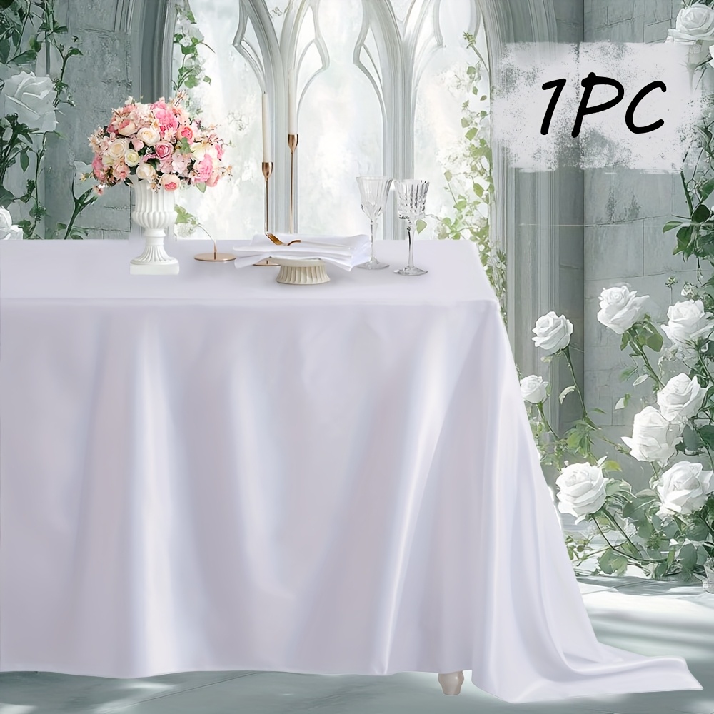 E-shop Elegante weiße klassische, einfache, weiche, glatte rechteckige Tischdecke - Geeignet für Geburtstage, Hochzeiten, Freundschaftsfeiern,