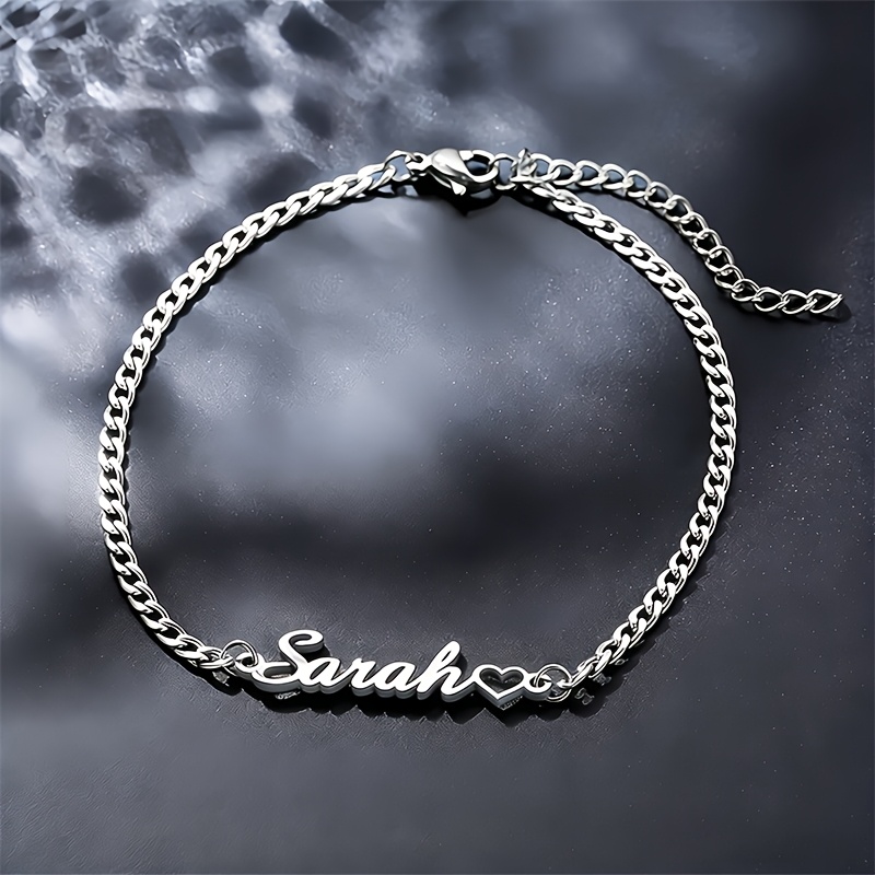 TEMU Custom Stainless Steel Personalized Women's Name Anklet/bracelet, Nk Chunky Chain, 18k Gold Plated, Fashionable Bohemian Style Women's Gift,