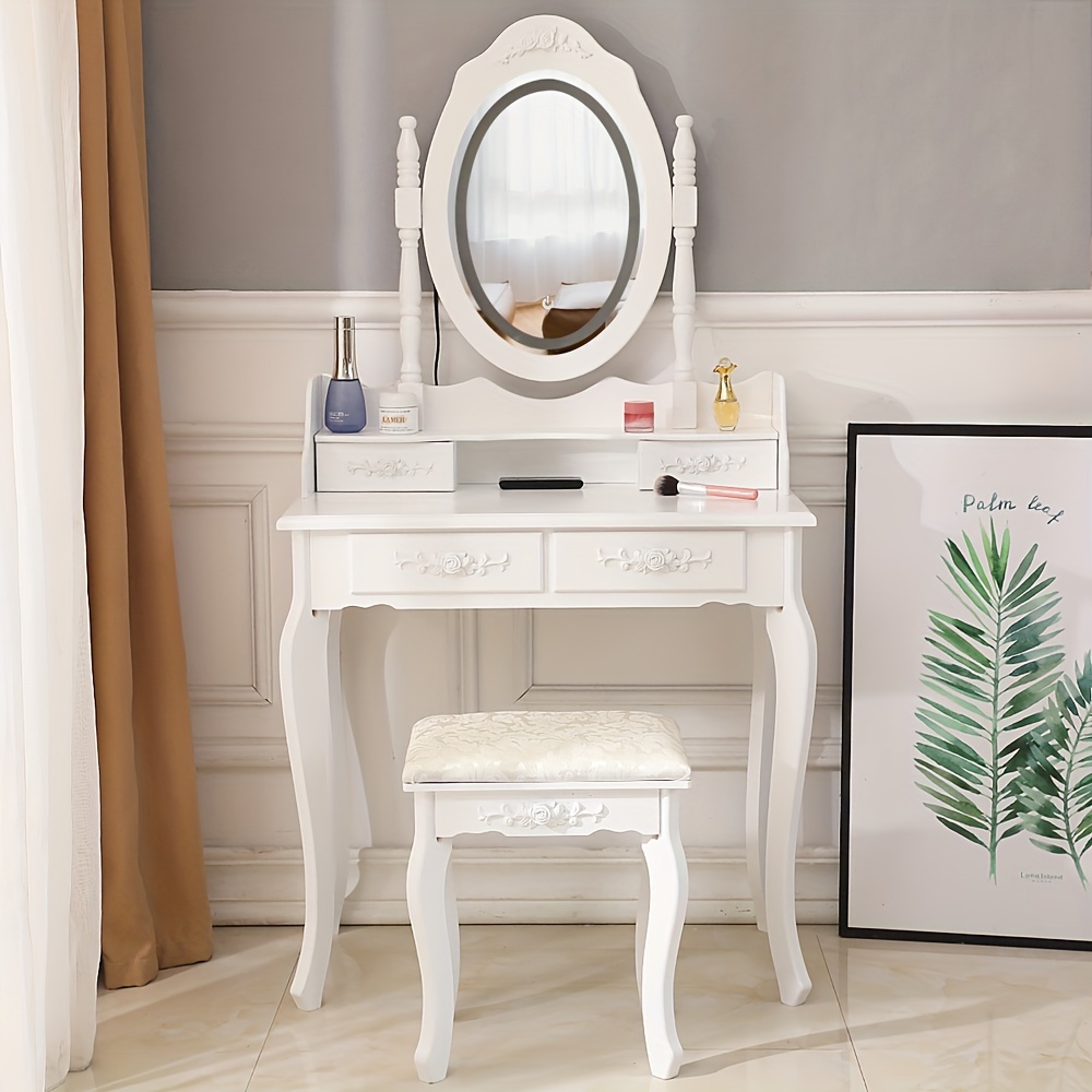 

Led Single Mirror 4 Drawer Dresser White