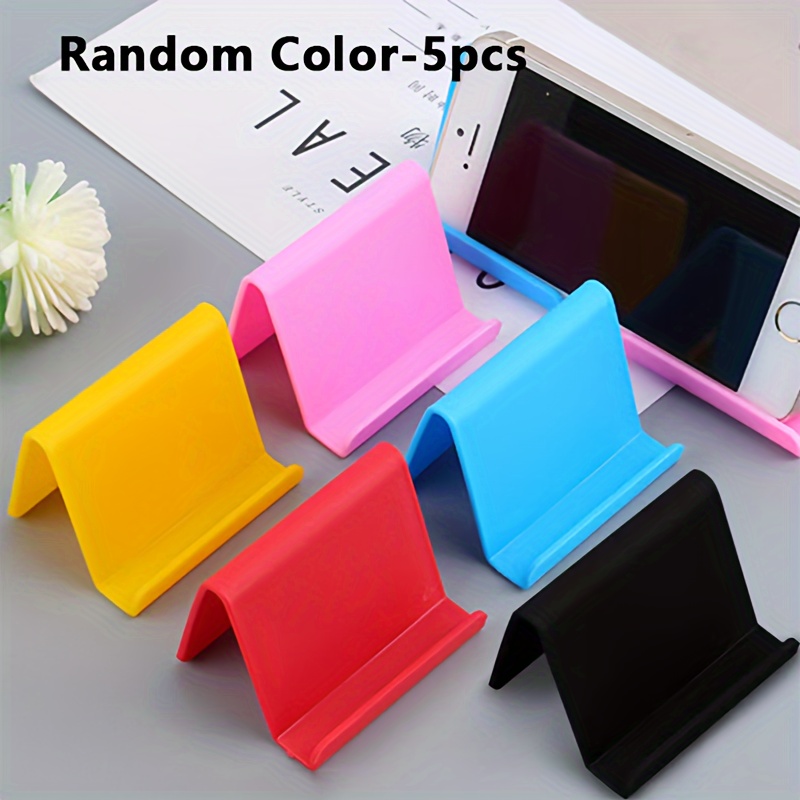 TEMU Lot de 5 supports de téléphone portable en plastique de couleur aléatoire, joli support de bureau pour téléphone mobile, compatible avec la