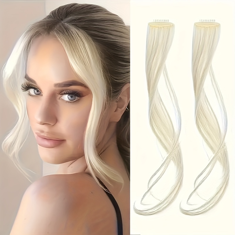 2pcs Side Air Bangs Clip-in Hair Extensions, 12-inch Long Wavy Synthetic Hairpiece With Look, Heat Resistant Fiber, Perfect For Women' Wear, Parties, And Festivals, Adds Volume To Hair