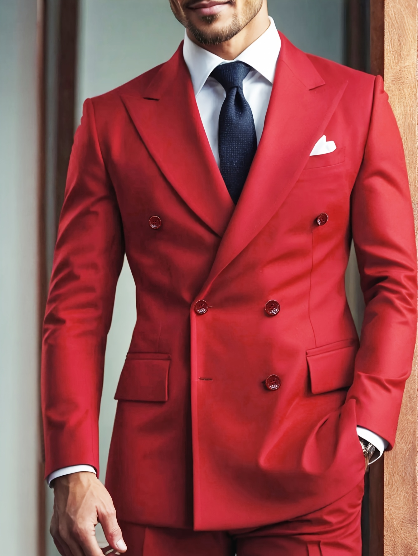 strapless open back dress Mens Blazer Red Yellow Plaid Wool Dress Formal Jacket Wedding Sport Coat 48r main image 1