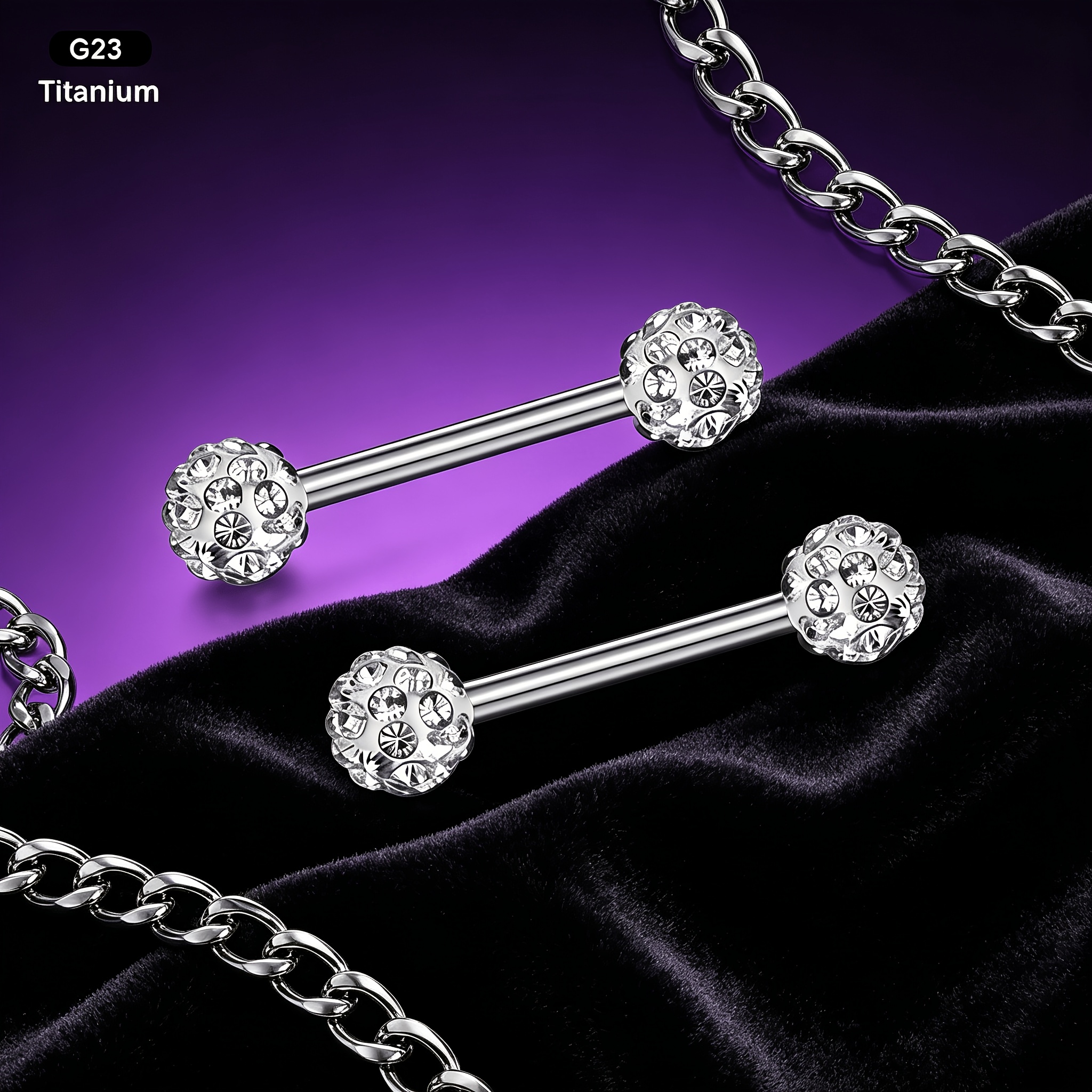 Image of 2pcs Set Of Titanium Alloy Fashion Elegant Style Body Piercing Jewelry, Barbell Style Body Piercing Screws, Individual Tongue Stud Tongue Ornament, Versatile Accessory For Parties And Gatherings