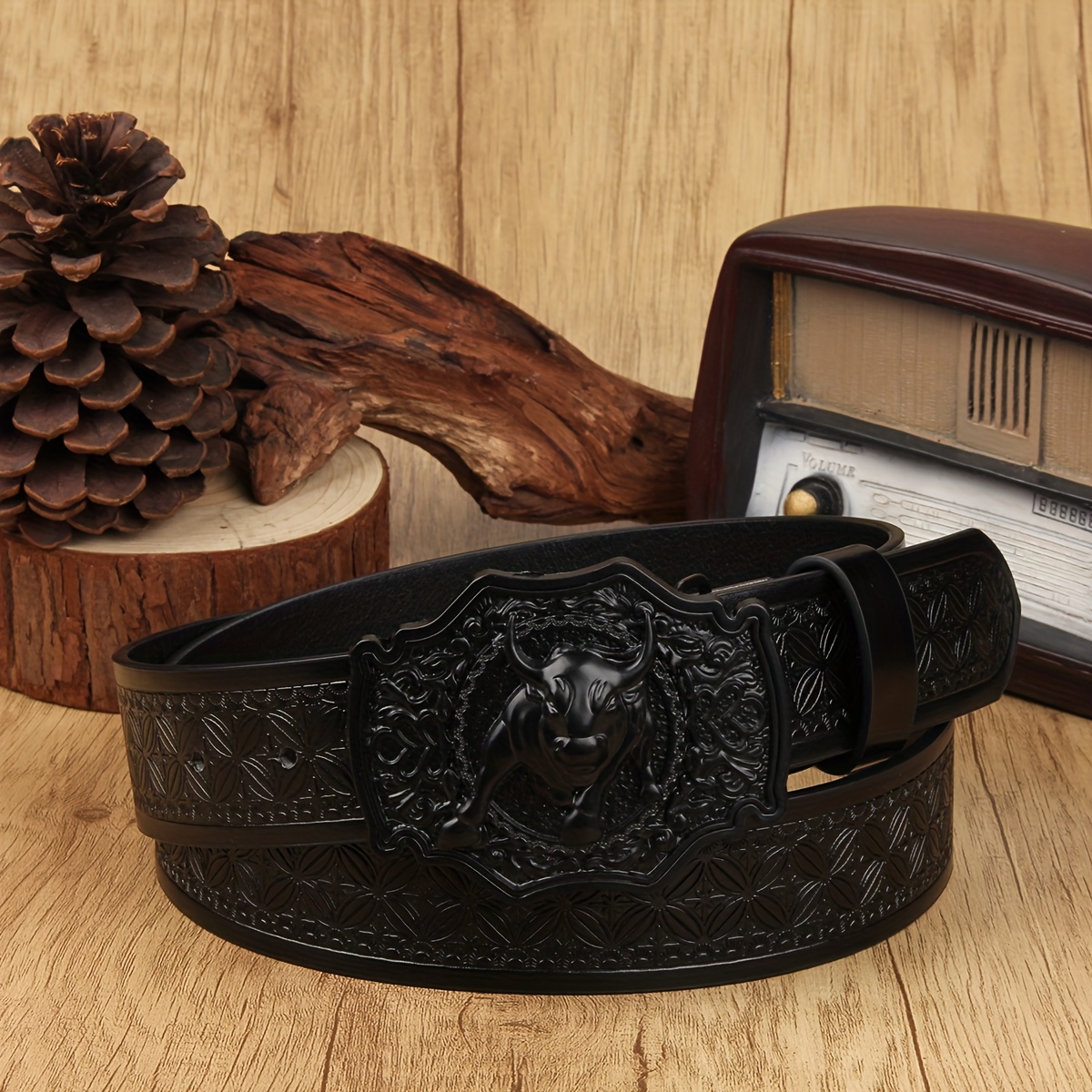 Retro Pattern Wide Waist Belt with Alloy Buckle