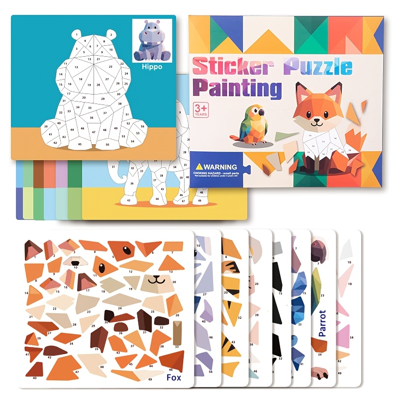 3d Puzzle Sticker Book With Animal & Multi-theme Pre-stickable Stickers - Plastic Jigsaw Toy Suitable For &, Creative Quiet Activity Gift For Travel,, Bedtime